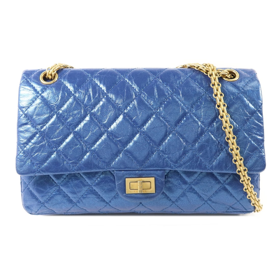 CHANEL 2.55 Reissue Metallic Blue Calfskin Shoulder Bag GHW (1 of 18)