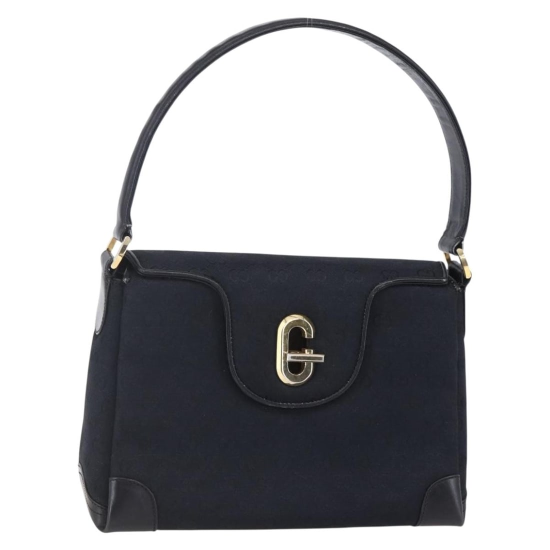 GUCCI GG Canvas Shoulder Bag Black Gold Italy Authentic 147856 (1 of 18)