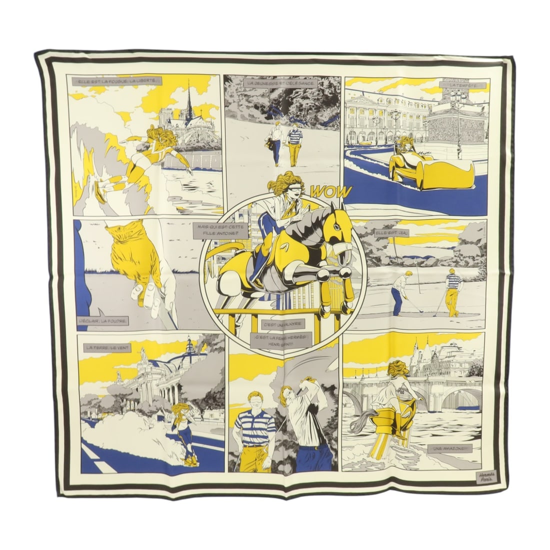 Hermes Silk Square Scarf 90x90cm Blue Yellow Grey Multicolor (1 of 10)