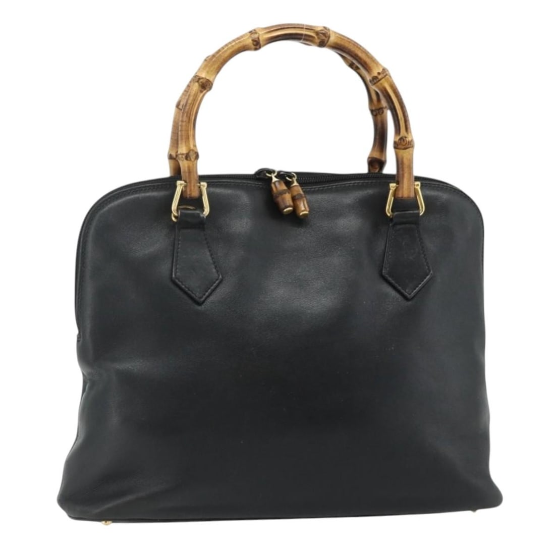 Gucci Bamboo leather black gold handbag 000 3780 0289 (1 of 18)