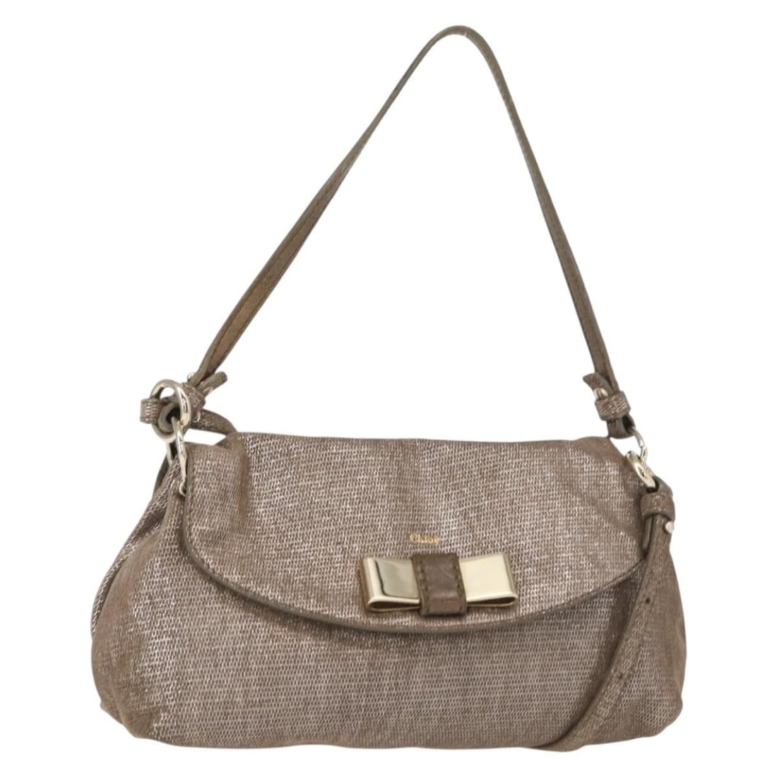 Chloe Lily Silver Canvas Hand Bag 2-Way Auth BA7806 (1 of 18)