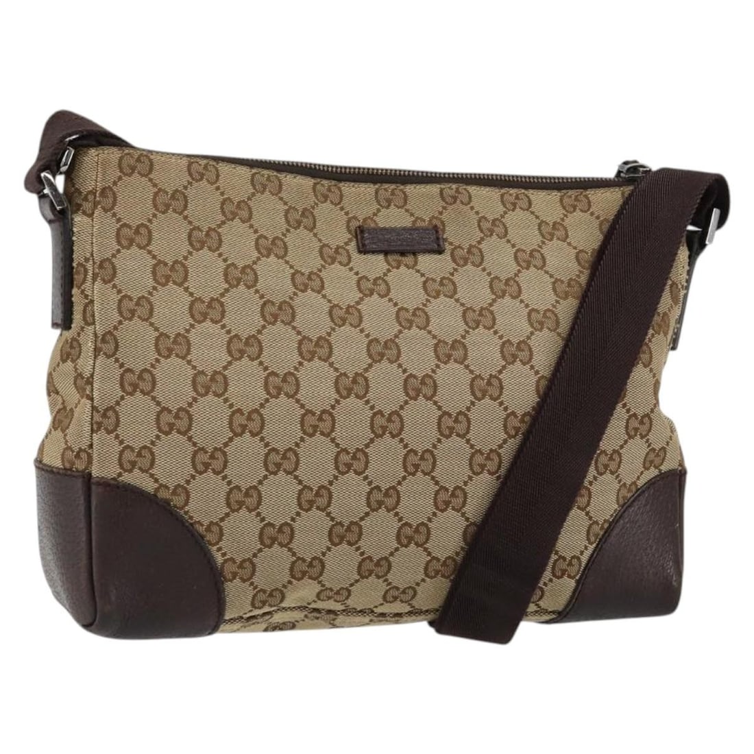 GUCCI GG Canvas Shoulder Bag Beige Silver 114273 Authentic Italy (1 of 18)