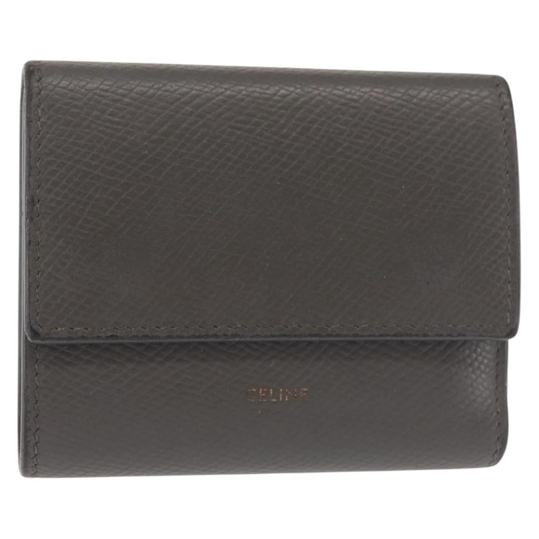 CELINE Gray Gold Leather Bifold Wallet Authenticated Italy: CELINE Gray Gold Leather Bifold Wallet Authenticated Italy This authentic CELINE bifold wallet showcases a sleek gray leather exterior complemented by gold accents. Crafted in Italy, this stylish acce