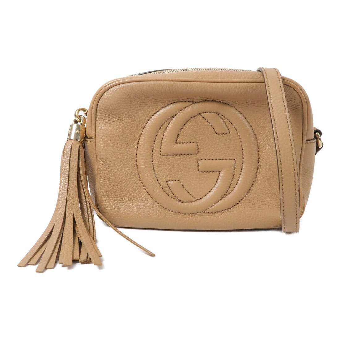 Gucci Soho Disco beige calfskin shoulder bag GHW 308364: Gucci Soho Disco beige calfskin shoulder bag GHW 308364 This GUCCI Soho Disco shoulder bag features a beige calfskin leather exterior with gold-tone hardware. Designed for women, it offers a compact y