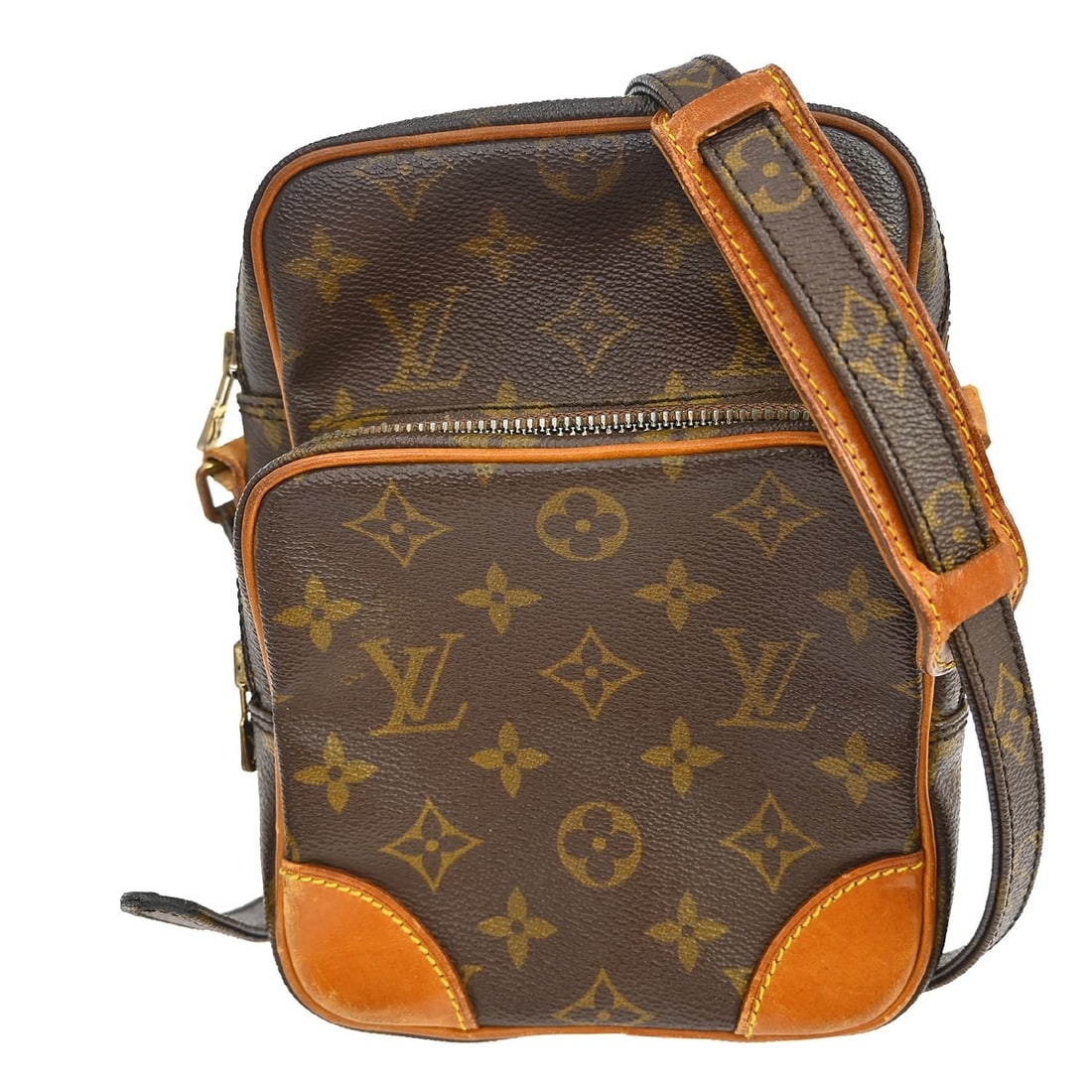 Louis Vuitton Amazone Monogram Canvas Crossbody Bag: Louis Vuitton Amazone Monogram Canvas Crossbody Bag This Louis Vuitton Amazon crossbody shoulder bag features the iconic monogram canvas leather exterior with brown canvas leather straps and a zip clo