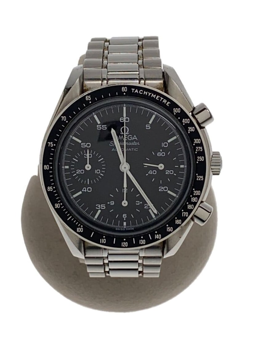 OMEGA Speedmaster Reduced 3510.50 Automatic Black Dial Wristwatch: OMEGA Speedmaster Reduced 3510.50 Automatic Black Dial Wristwatch This OMEGA Speedmaster Reduced 3510.50 is a men's wristwatch featuring a stainless steel case and band, with a black dial and sapphire