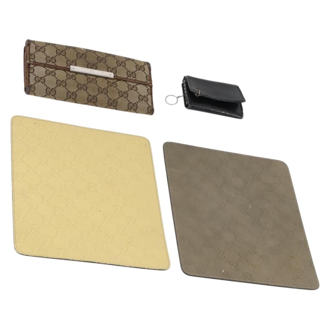 GUCCI GG Supreme Leather Wallet Set Black Beige Authentic 153445 (1 of 18)