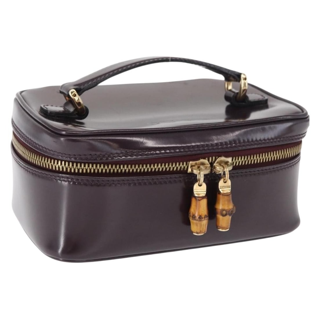 GUCCI 032 1956 0151 Purple Gold Enamel Vanity Hand Bag Auth (1 of 18)