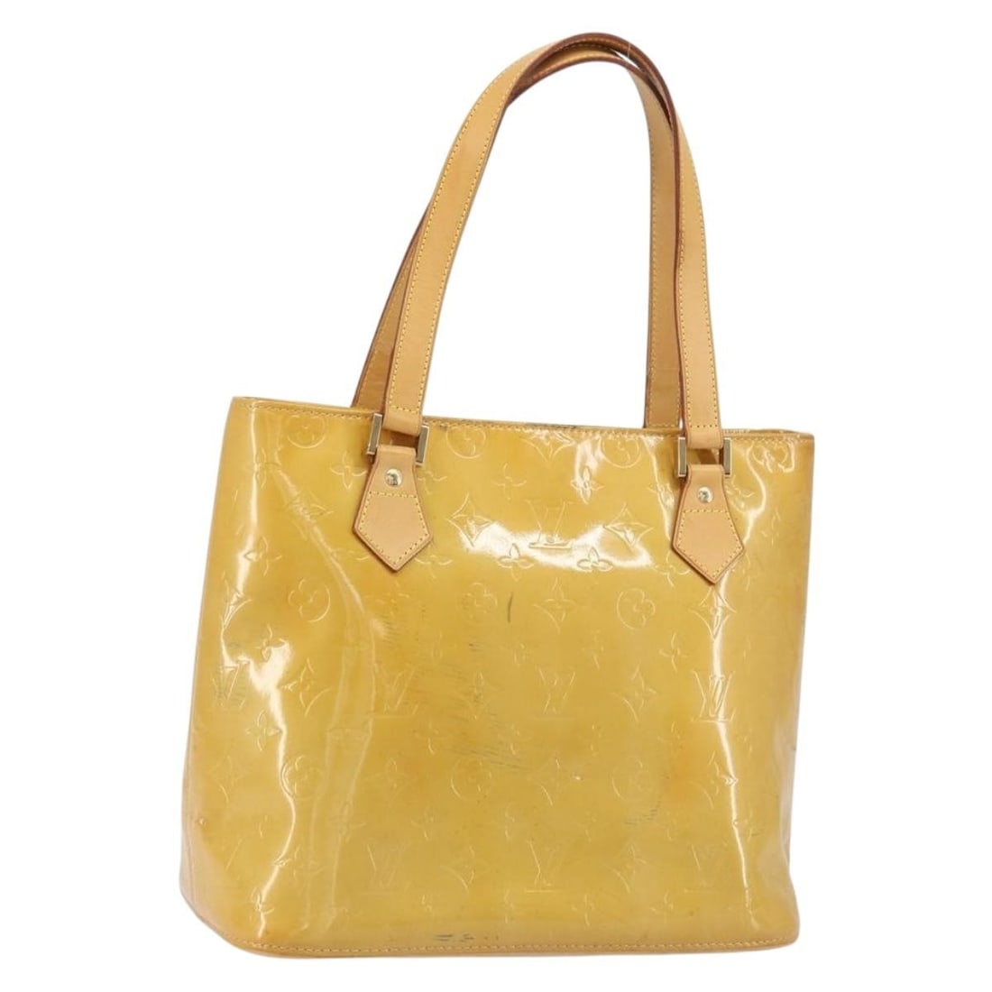 LOUIS VUITTON Monogram Vernis Houston Hand Bag Beige M91004 Authenticated: LOUIS VUITTON Monogram Vernis Houston Hand Bag Beige M91004 Authenticated This LOUIS VUITTON Monogram Vernis Houston Hand Bag is a stunning accessory crafted in elegant beige patent leather. Measuring