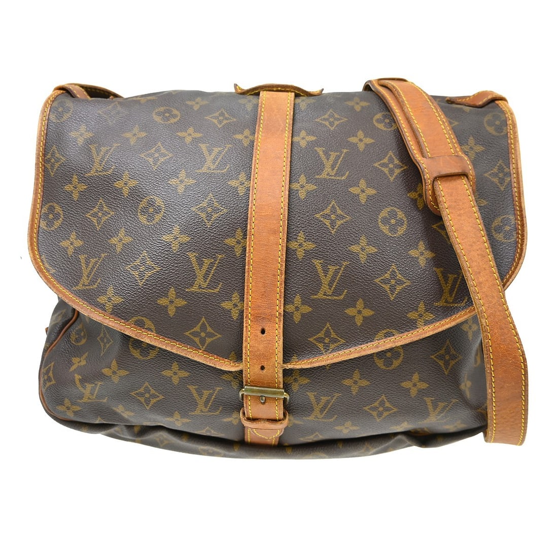 Louis Vuitton Saumur 35 Monogram Crossbody Bag M42254: Louis Vuitton Saumur 35 Monogram Crossbody Bag M42254 This is a vintage Louis Vuitton Saumur 35 shoulder bag crafted from the brand's signature monogram canvas with leather trim. The bag features a me