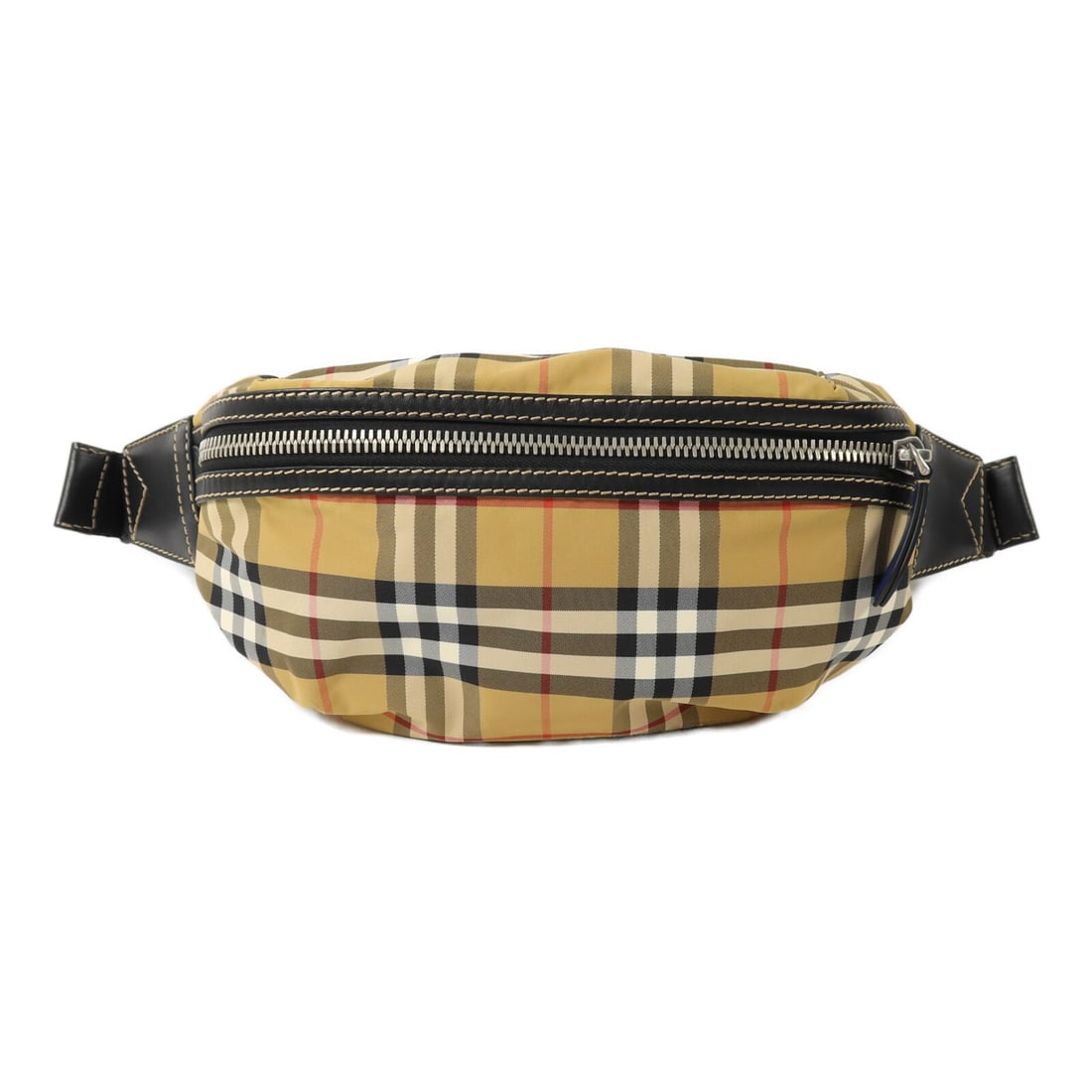 Burberry nylon body bag brown waist style: Burberry nylon body bag brown waist style This Burberry waist bag features a brown, black, and white color scheme and is crafted from durable nylon. Designed for men, the bag offers a practical and st