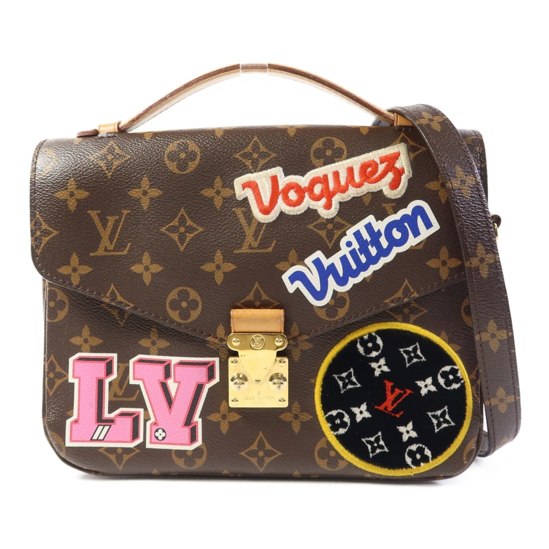 Louis Vuitton Pochette Metis 2 Way Shoulder Bag Brown M43991: Louis Vuitton Pochette Metis 2 Way Shoulder Bag Brown M43991 This Louis Vuitton Pochette Metis 2-way bag features the iconic monogram patch design in brown PVC coated canvas. Designed for versatility,