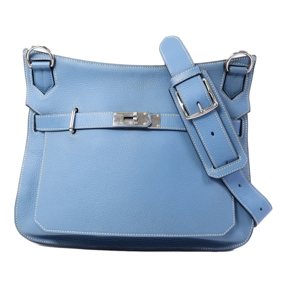 Hermes Jypsiere 34 Bleu Jean Calfskin Shoulder Bag PHW (1 of 18)