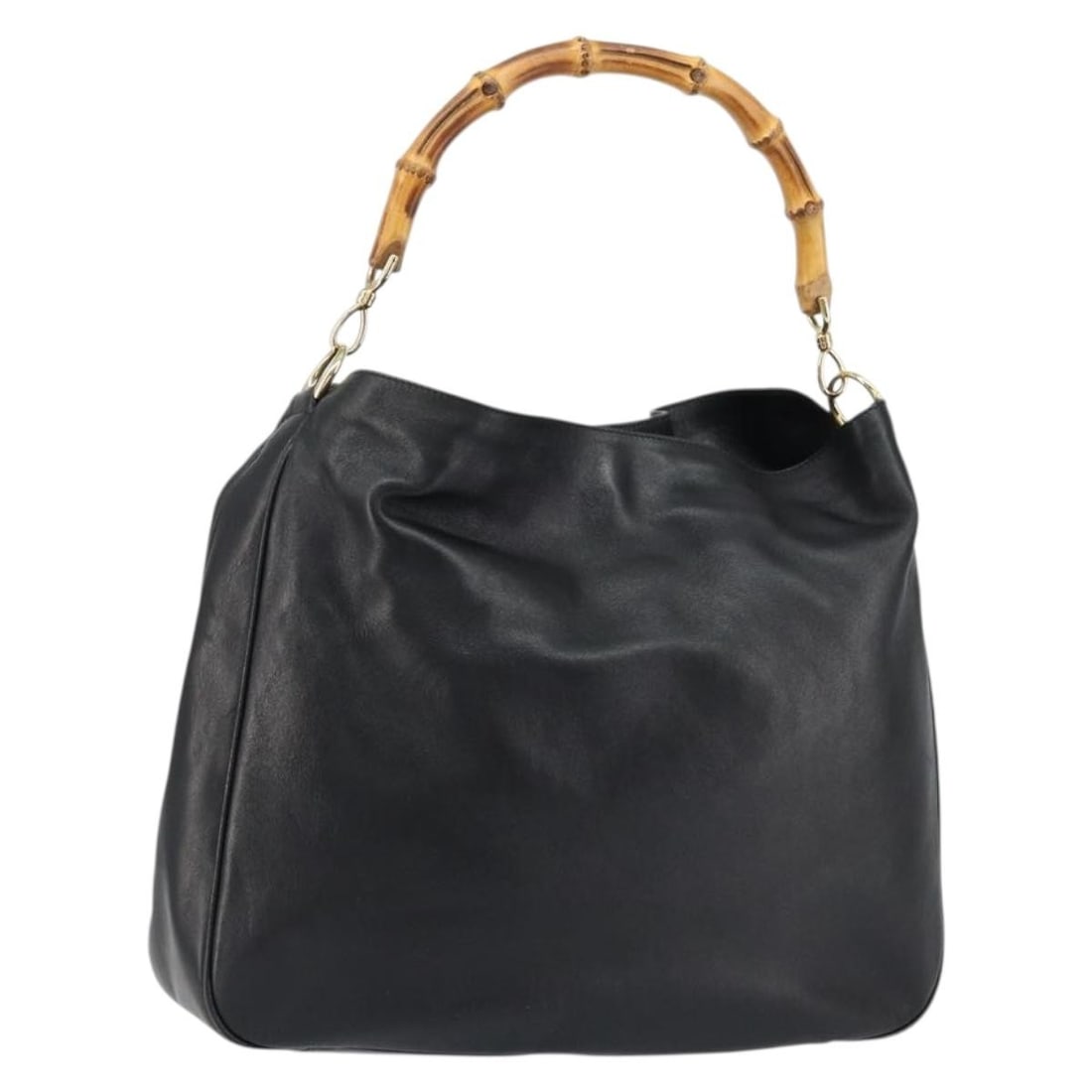 GUCCI Bamboo Leather Hand Bag Gold Black 001 2123 1577 Auth: GUCCI Bamboo Leather Hand Bag Gold Black 001 2123 1577 Auth This authentic GUCCI Bamboo Hand Bag showcases a luxurious blend of gold and black leather, epitomizing Italian craftsmanship. Its dimension