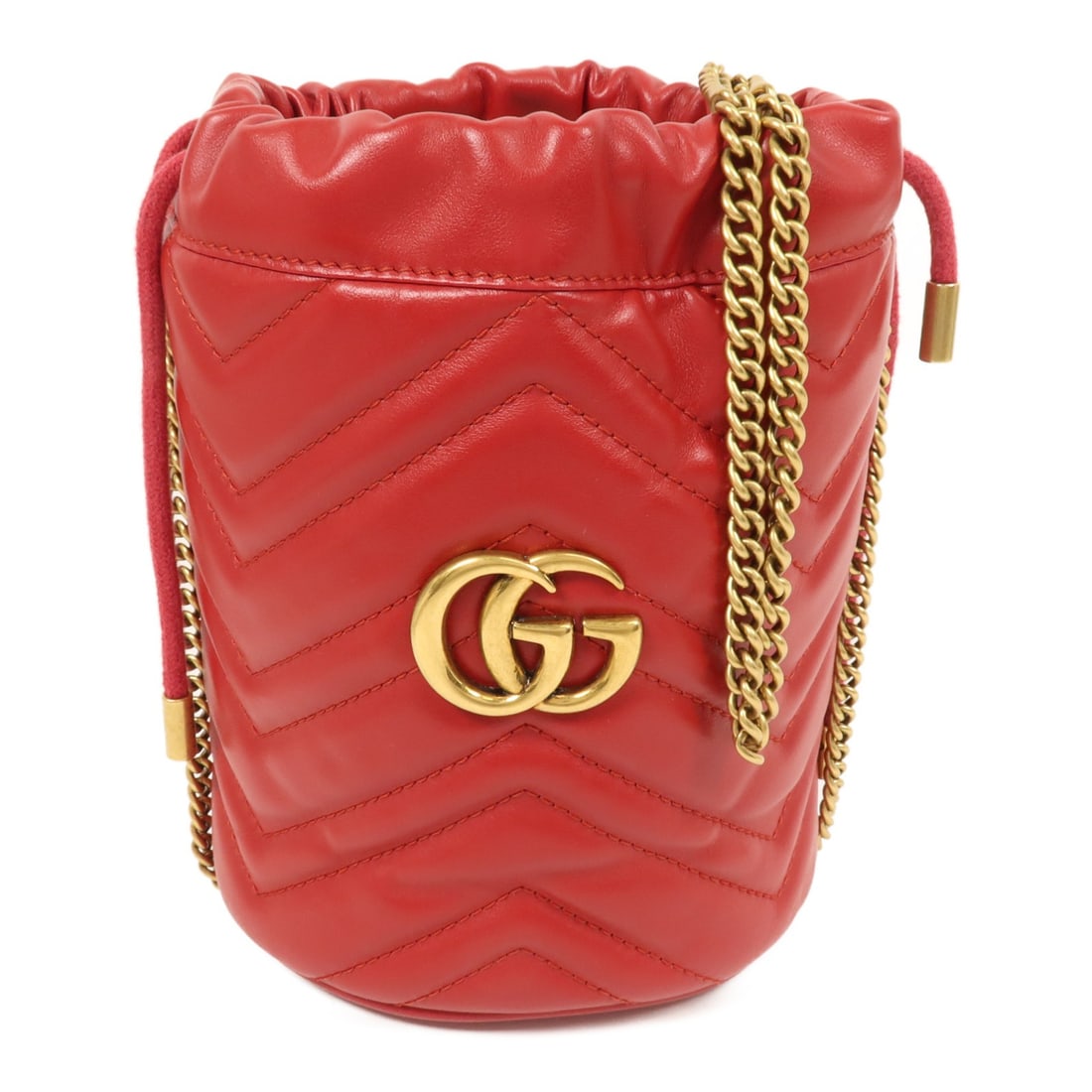 Gucci Marmont Mini Red Calfskin Shoulder Bag GHW: Gucci Marmont Mini Red Calfskin Shoulder Bag GHW This Gucci GG Marmont Mini Shoulder Bag features a striking red calfskin leather exterior and gold-tone hardware. Designed for women, it offers a compa