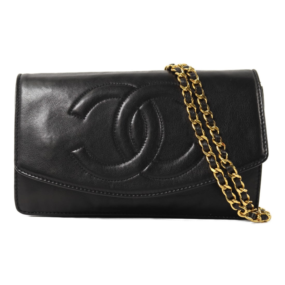 CHANEL Vintage Lambskin Wallet On Chain Black GHW Shoulder Bag (1 of 15)
