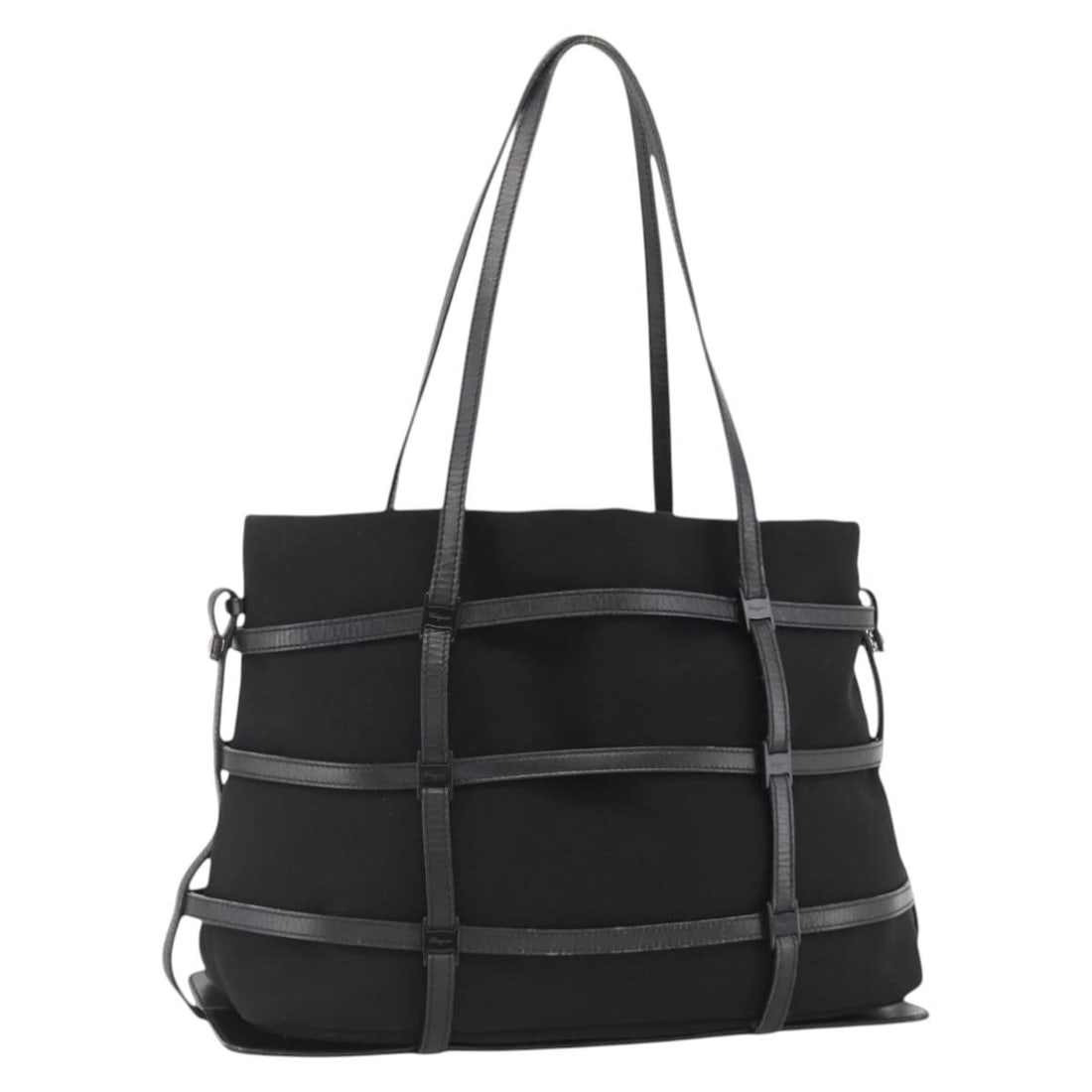 Black Silver Salvatore Ferragamo Nylon Tote Bag Italy: Black Silver Salvatore Ferragamo Nylon Tote Bag Italy This Salvatore Ferragamo tote bag is crafted from black and silver nylon and features a spacious design suitable for everyday use. The bag is made