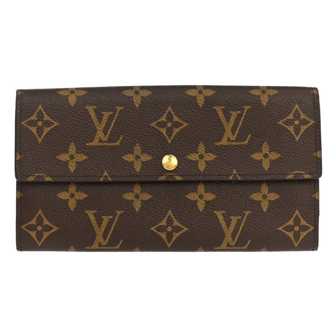 Louis Vuitton Monogram Canvas Sarah Folding Wallet: Louis Vuitton Monogram Canvas Sarah Folding Wallet This Louis Vuitton Monogram Portefeuille Sarah wallet features the iconic monogram canvas in brown, designed for women. It has a folding style with l