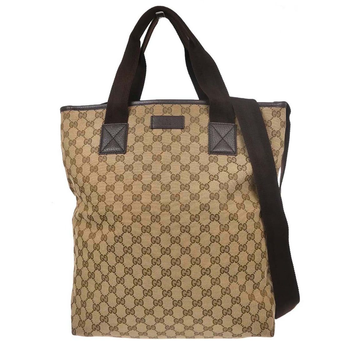 Gucci GG Canvas Large Beige Two Way Tote Bag with Leather Trim (1 of 18)
