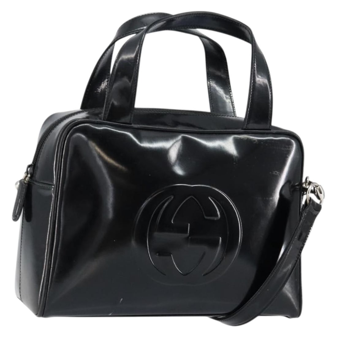 GUCCI Black Silver Enamel Hand Bag 000 1274 0505 Authentic Italy: GUCCI Black Silver Enamel Hand Bag 000 1274 0505 Authentic Italy This authentic GUCCI handbag showcases a stylish blend of black and silver enamel, embodying luxury and sophistication. Crafted in