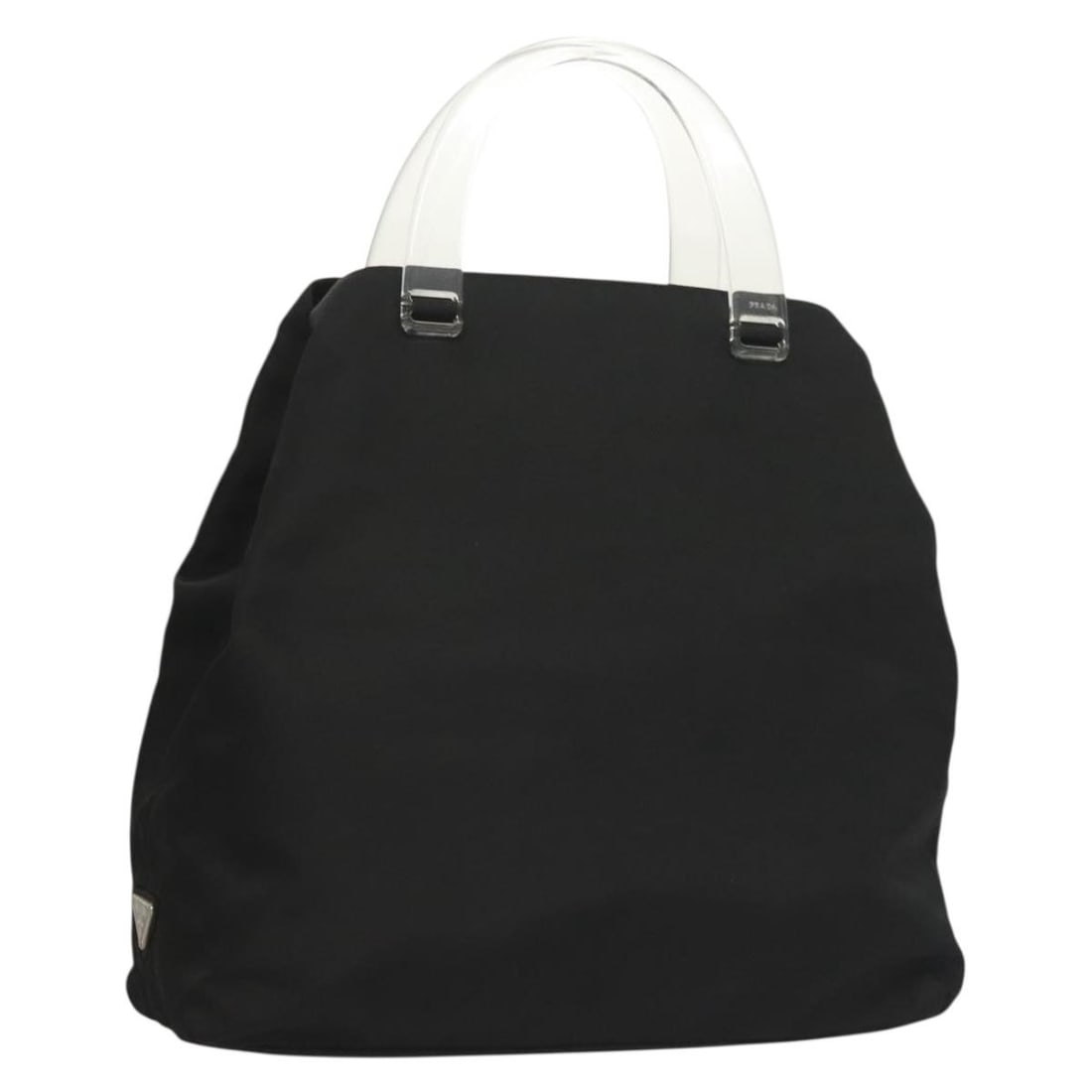 Authentic PRADA Black Silver Nylon Hand Bag Made in Italy: Authentic PRADA Black Silver Nylon Hand Bag Made in Italy This authentic PRADA Hand Bag features a stylish black nylon exterior with silver accents, perfect for both casual and formal occasions. Measu