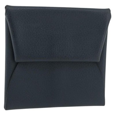 Hermes Pastier Navy Leather Coin Purse Silver Tone (1 of 18)