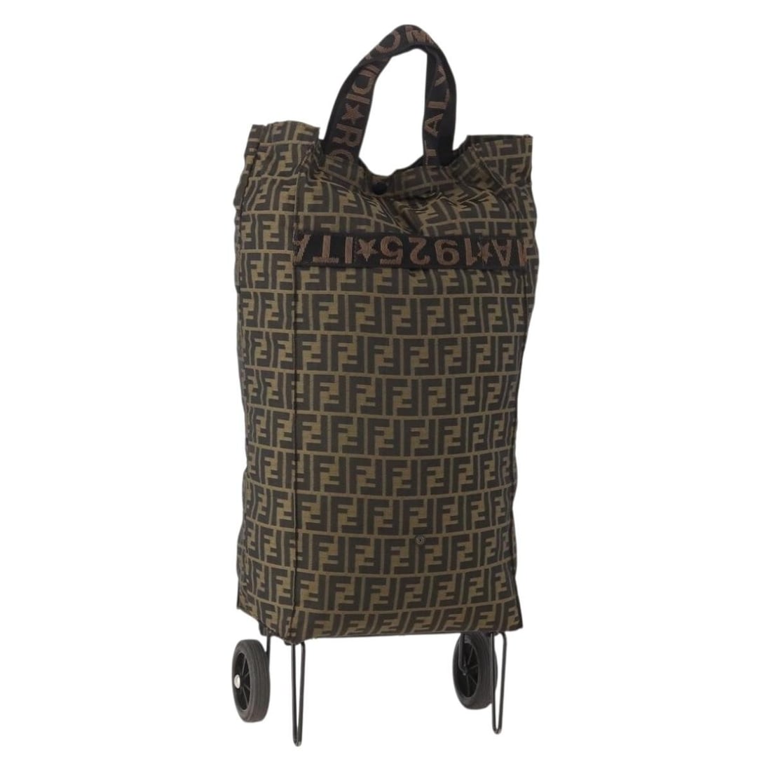 FENDI Zucca Canvas Women Suitcase Bag Black Brown Italy: FENDI Zucca Canvas Women Suitcase Bag Black Brown Italy This FENDI Zucca Canvas suitcase-style carry bag features the iconic black and brown Zucca pattern. Designed for women, it is crafted in Italy f