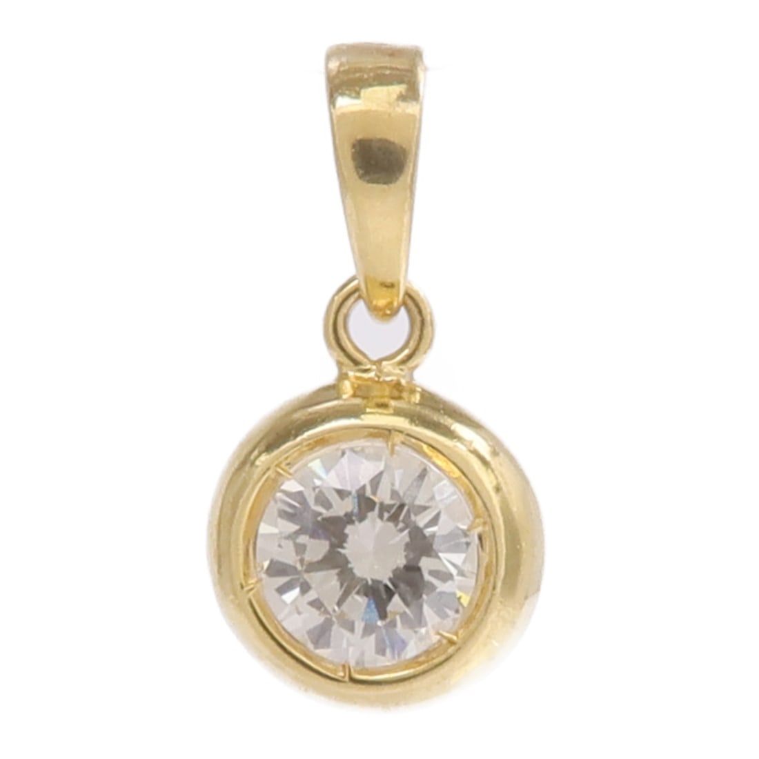 18K Yellow White Gold Diamond Pendant Top: 18K Yellow White Gold Diamond Pendant Top This elegant pendant top features a clear diamond set in an 18K yellow and white gold setting. Designed for women, it showcases a sophisticated style suitable
