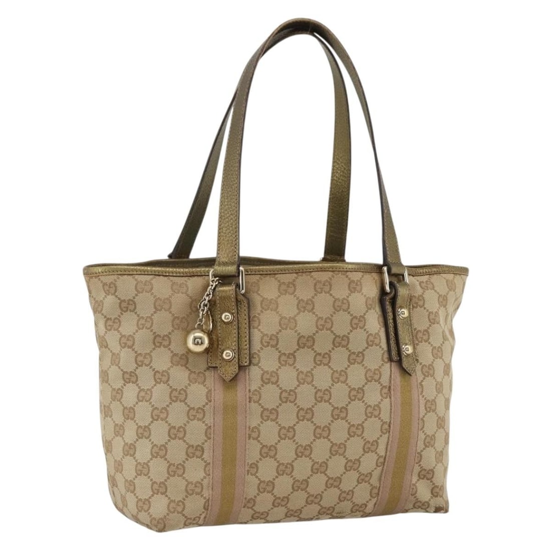 Gucci Sherry Line GG Canvas Tote Bag Beige Gold Charm (1 of 18)