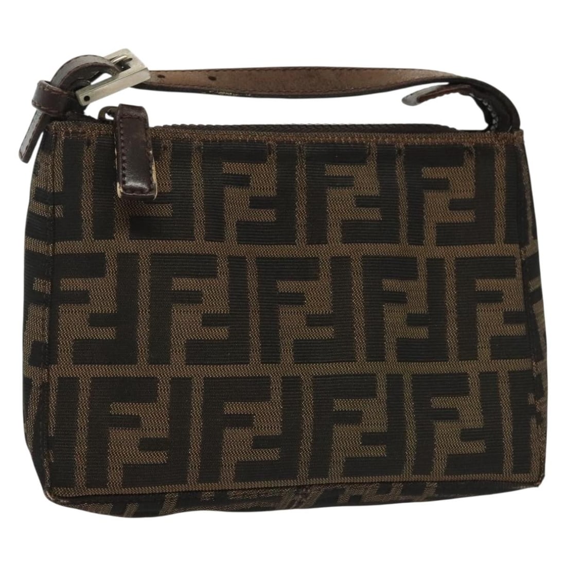 FENDI Zucca Canvas Pouch Black Brown Italy Authentic (1 of 18)