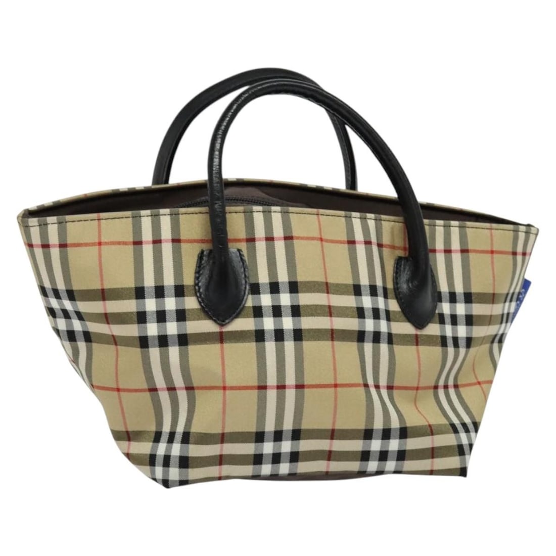 Burberrys Blue Label Women's Beige Nylon Handbag with Silver Accents: Burberrys Blue Label Women's Beige Nylon Handbag with Silver Accents This Burberrys Blue Label handbag is crafted from beige nylon with silver-tone accents. Designed for women, the bag features a stru