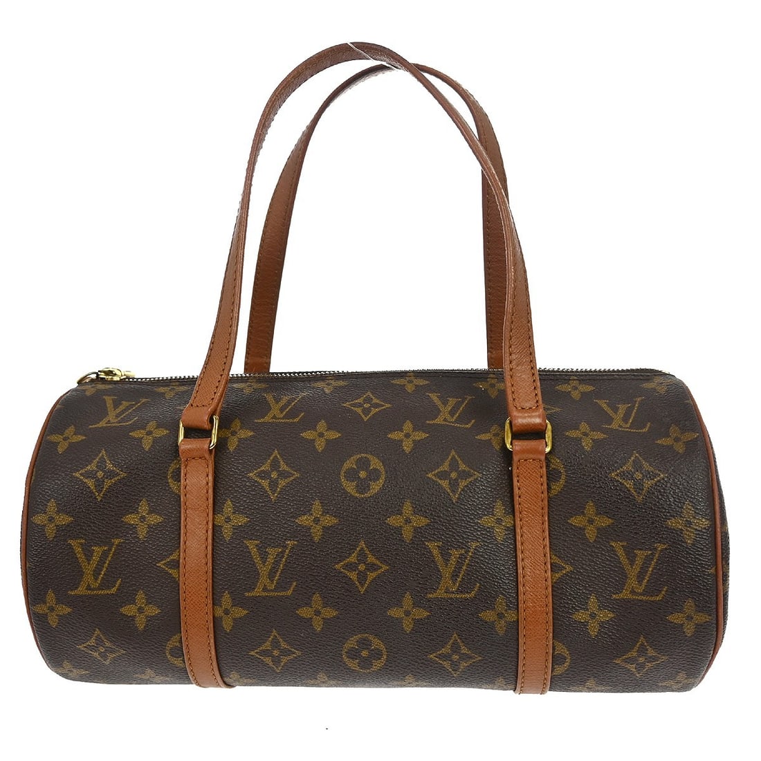 Louis Vuitton Papillon 30 Monogram Canvas Zip Handbag: Louis Vuitton Papillon 30 Monogram Canvas Zip Handbag This Louis Vuitton Papillon 30 handbag features the signature monogram canvas exterior with brown leather double handles and trim. The medium-size