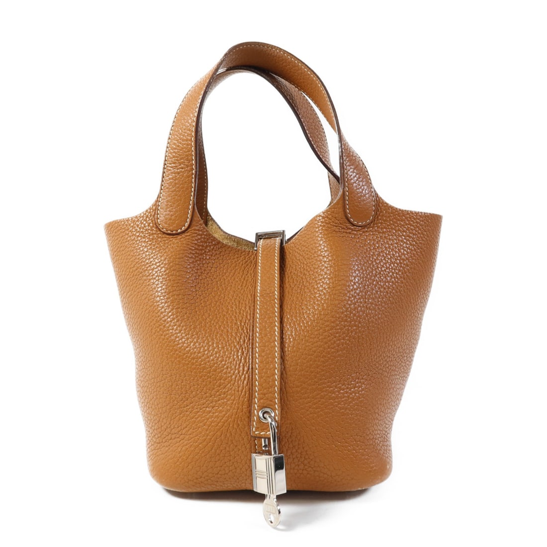 Hermes Picotin PM Brown Calfskin Tote Bag PHW: Hermes Picotin PM Brown Calfskin Tote Bag PHW This Hermes Picotin PM tote bag is crafted from high-quality Clemence calfskin leather in a rich brown color. Designed for women, it features a classic to
