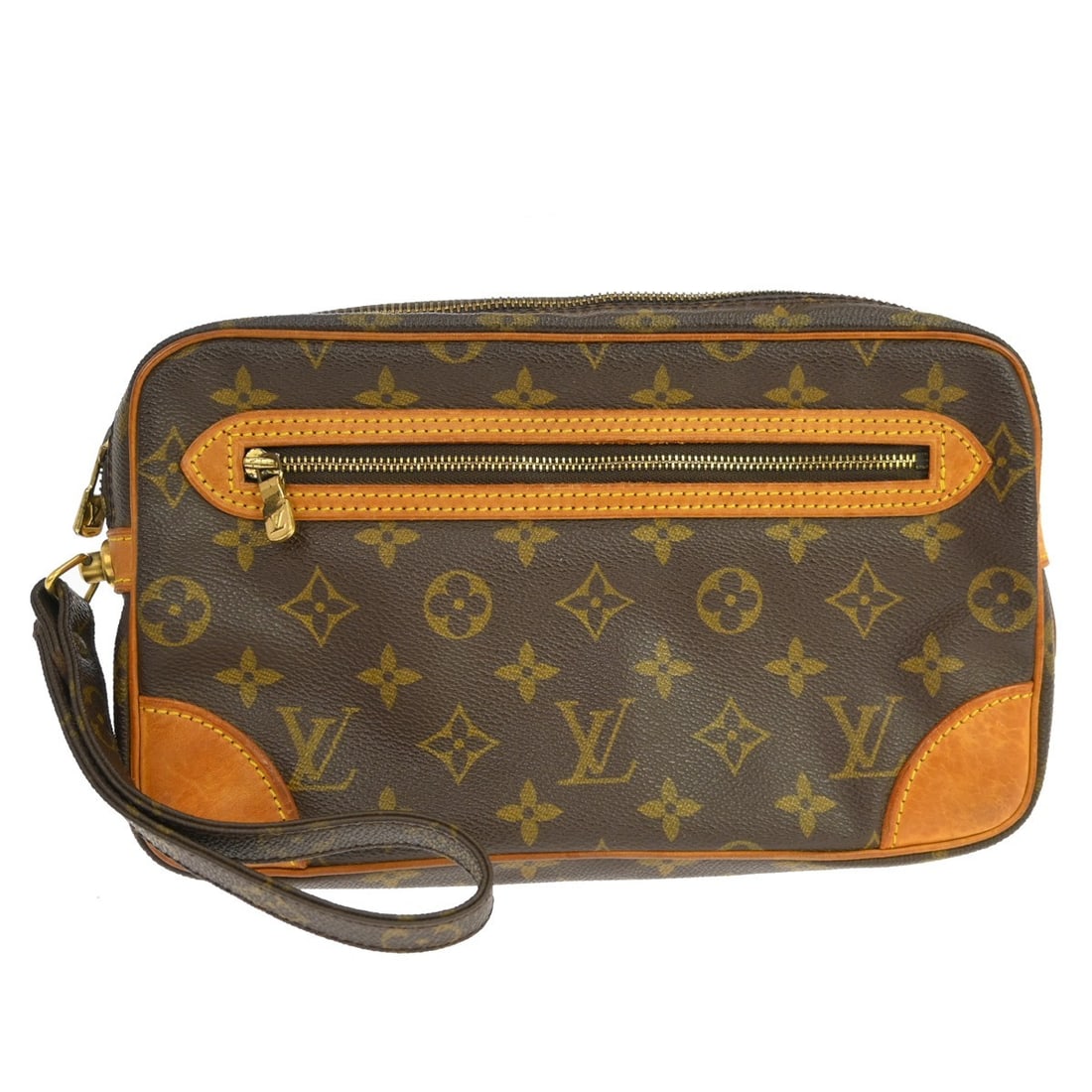 Louis Vuitton Marly Dragonne GM monogram leather clutch bag: Louis Vuitton Marly Dragonne GM monogram leather clutch bag This Louis Vuitton Marly Dragonne GM clutch bag features the iconic monogram pattern and is crafted from brown leather. Designed for unisex 