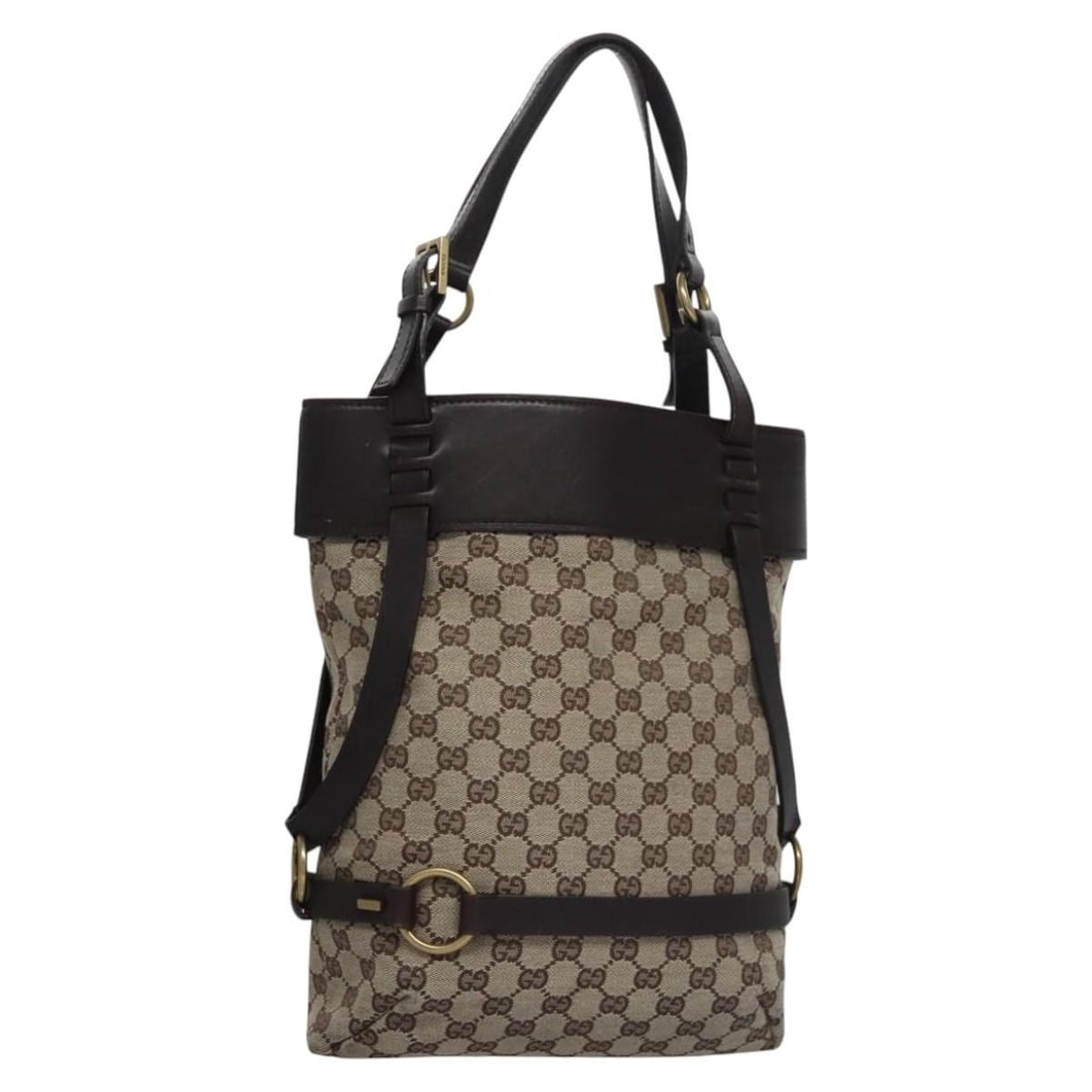 Gucci 106248 Beige Brown GG Canvas Women's Tote Bag Gold Accents (1 of 18)
