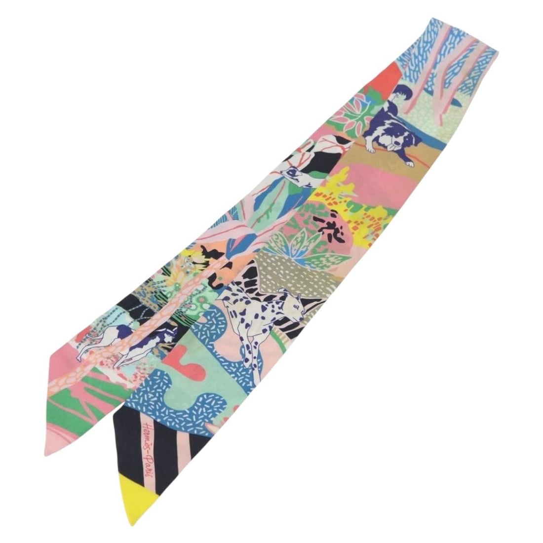 Hermes Twilly silk scarf multicolor with box: Hermes Twilly silk scarf multicolor with box This Hermes Twilly scarf, titled "En Libert? !", is crafted from multicolor silk and designed for women. Made in France, it measures approximately 85 cm in