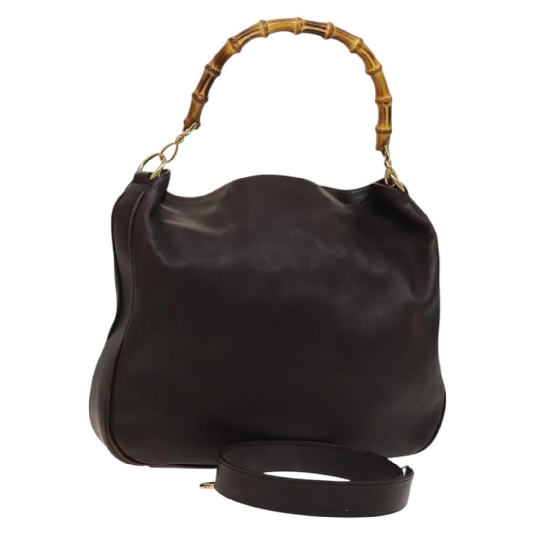 GUCCI Bamboo Leather Hand Bag Brown Gold 001 2123 1577 Authentic (1 of 18)