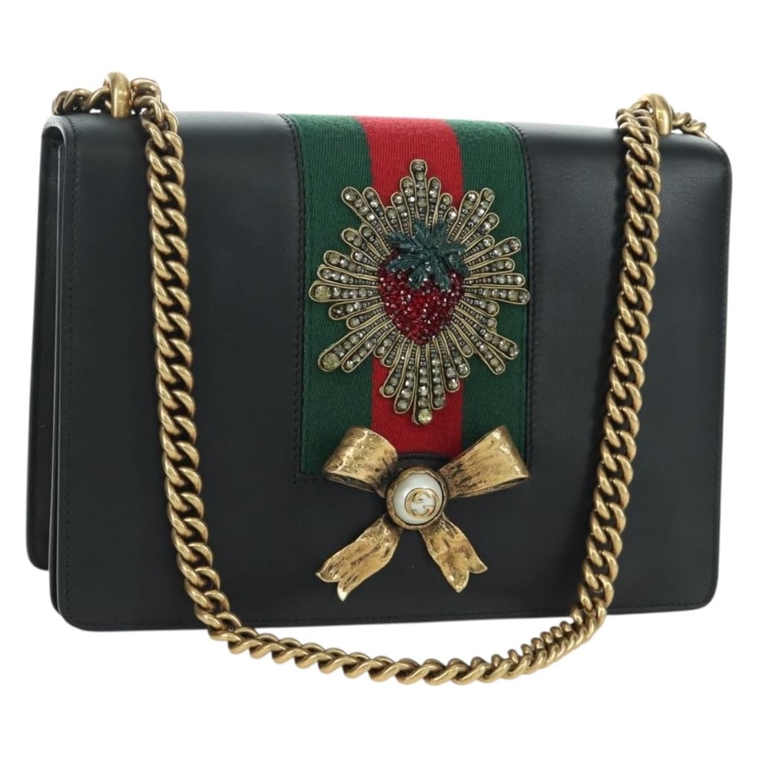 Gucci Web Peony embellished leather shoulder bag (1 of 18)