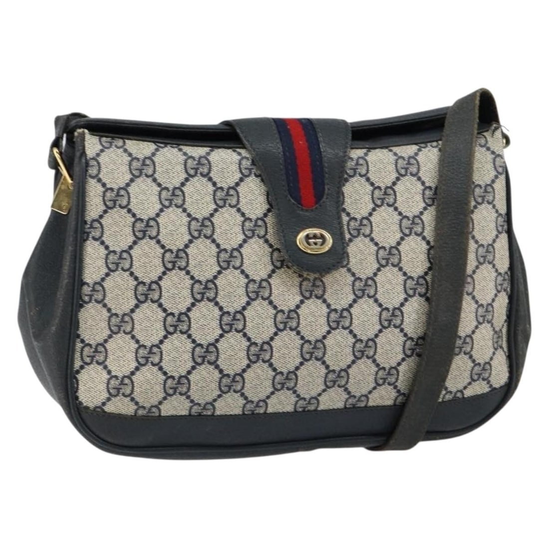 GUCCI GG Supreme Sherry Line Shoulder Bag PVC Navy Gold 116 02 076 Authentic Italy (1 of 18)