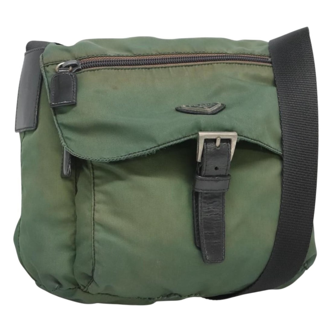Prada Green Nylon Women Shoulder Bag Italy Silver Tone: Prada Green Nylon Women Shoulder Bag Italy Silver Tone This PRADA shoulder bag is crafted from green and silver nylon and features a practical, compact design. Made in Italy, it is designed for women 