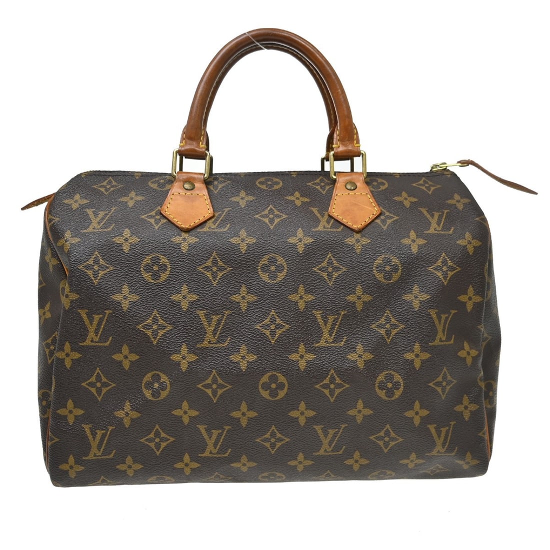 Louis Vuitton Speedy Brown Canvas Handbag 30cm x 21cm x 17cm: Louis Vuitton Speedy Brown Canvas Handbag 30cm x 21cm x 17cm This Louis Vuitton Speedy Handbag features the iconic Monogram Canvas design in brown. Designed for women, the bag shows visible signs of w