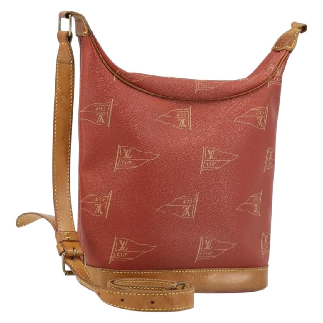 Louis Vuitton Cup Canvas Red Shoulder Bag M80027 France: Louis Vuitton Cup Canvas Red Shoulder Bag M80027 France This is a Louis Vuitton LV Cup Le Touke shoulder bag in red, crafted from Louis Vuitton Cup Canvas. The bag features a compact silhouette with a