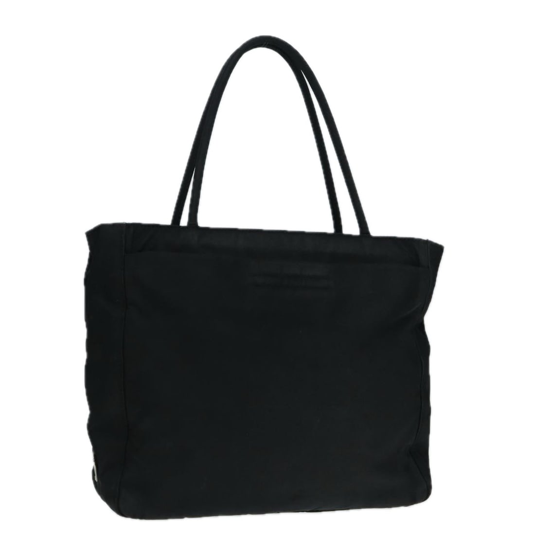 Black Nylon Prada Handbag with Silver Accents and Guarantee Card: Black Nylon Prada Handbag with Silver Accents and Guarantee Card This PRADA handbag is crafted from black nylon with silver-tone accents, designed for women. Made in Italy, the bag offers a practical 