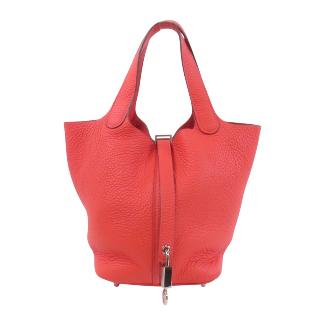 Hermes Picotin PM Clemence Leather Pink Tote Bag: Hermes Picotin PM Clemence Leather Pink Tote Bag This Hermes Picotin PM tote bag is crafted from Clemence calfskin leather in a Rose Texas pink color. Designed in France, it features a structured silh