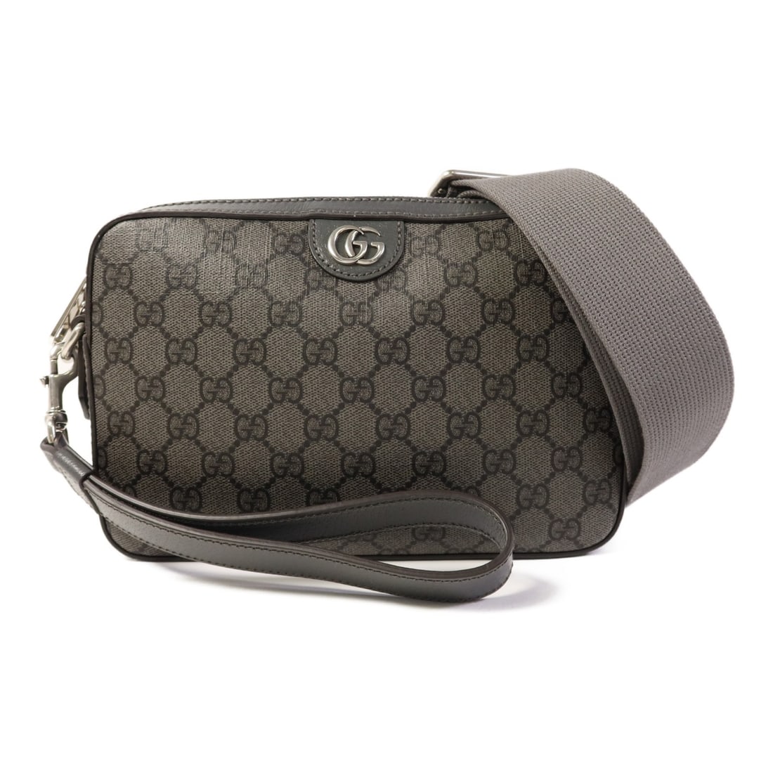 Gucci Ophidia 2way Shoulder Bag Gray Coated Canvas 699439: Gucci Ophidia 2way Shoulder Bag Gray Coated Canvas 699439 This Gucci Ophidia 2-way shoulder bag features a stylish gray PVC coated canvas exterior and silver-tone hardware. Made in Italy, it offers ve