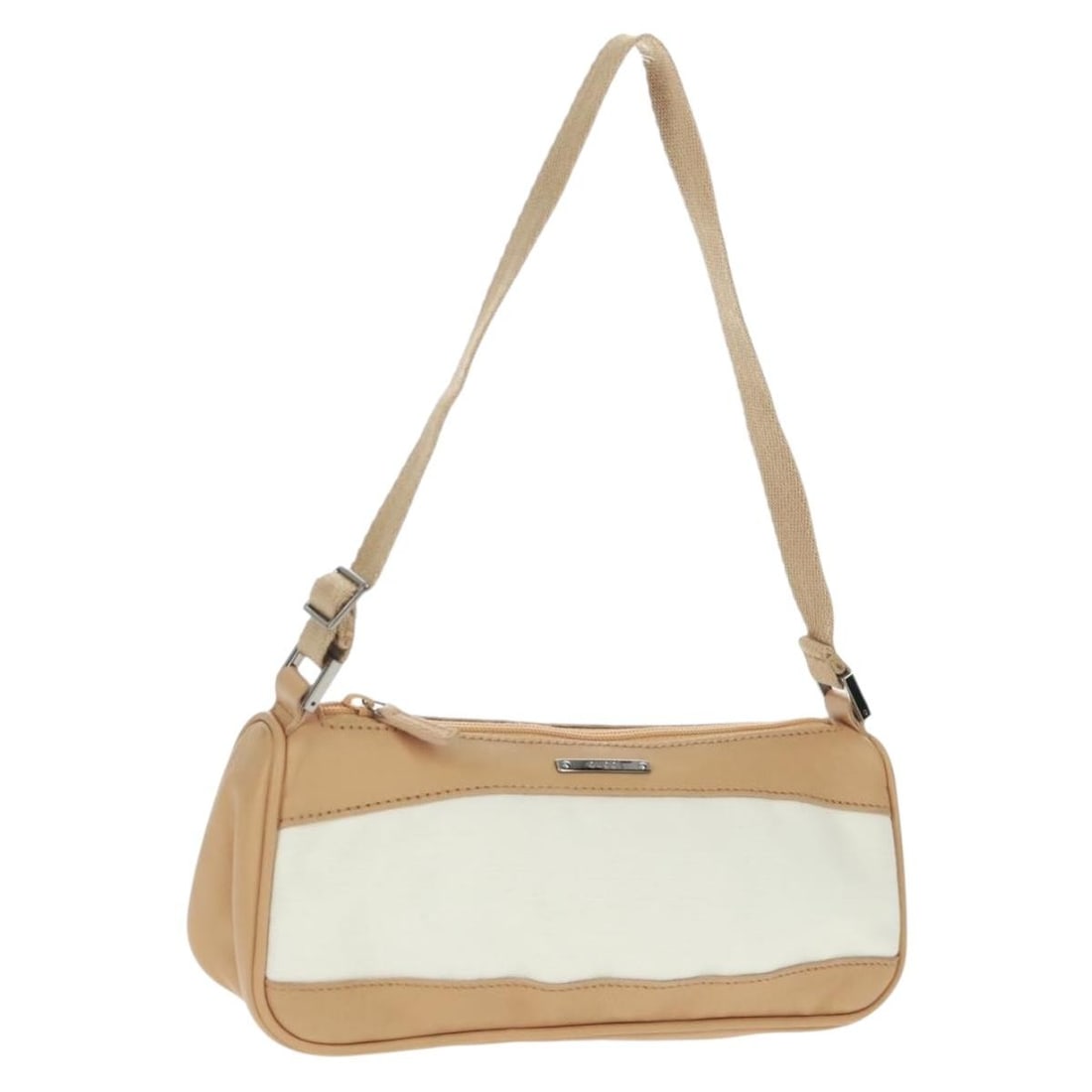 Beige Silver Canvas Leather Gucci 92820 Accessory Pouch from Italy (1 of 18)