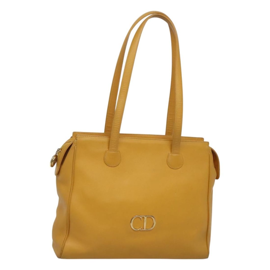 Christian Dior Yellow Leather Tote Bag Gold Accents Women's Handbag: Christian Dior Yellow Leather Tote Bag Gold Accents Women's Handbag This Christian Dior tote bag is crafted from yellow and gold leather and designed for women. Made in Spain, it features a spacious i