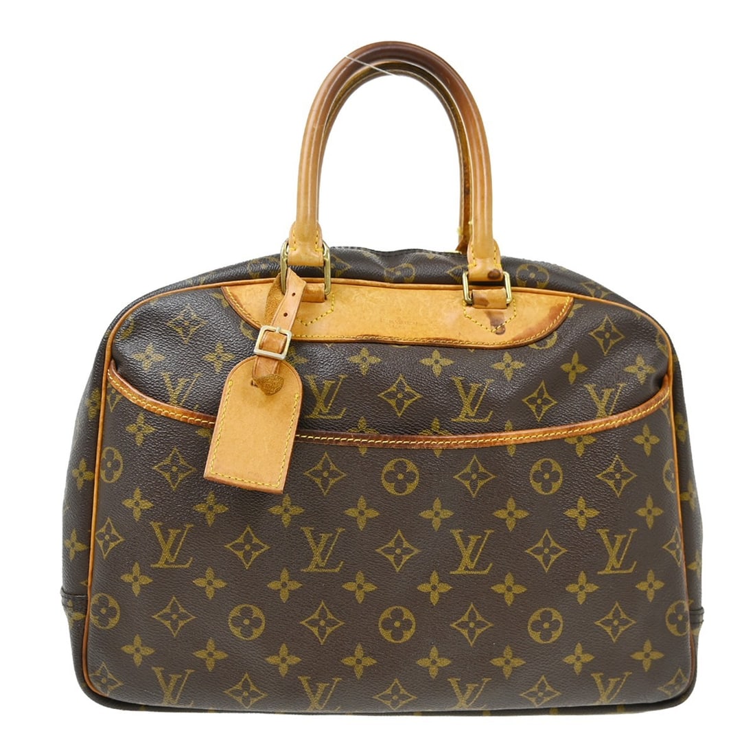 Louis Vuitton Deauville monogram canvas handbag M47270: Louis Vuitton Deauville monogram canvas handbag M47270 This is a vintage Louis Vuitton Deauville Bowling Vanity Handbag, model M47270. The medium-sized bag features the iconic monogram canvas with lea