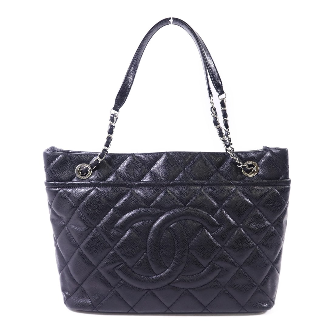 Chanel Black Calfskin Leather A67291 CC Silver Shoulder Bag (1 of 18)