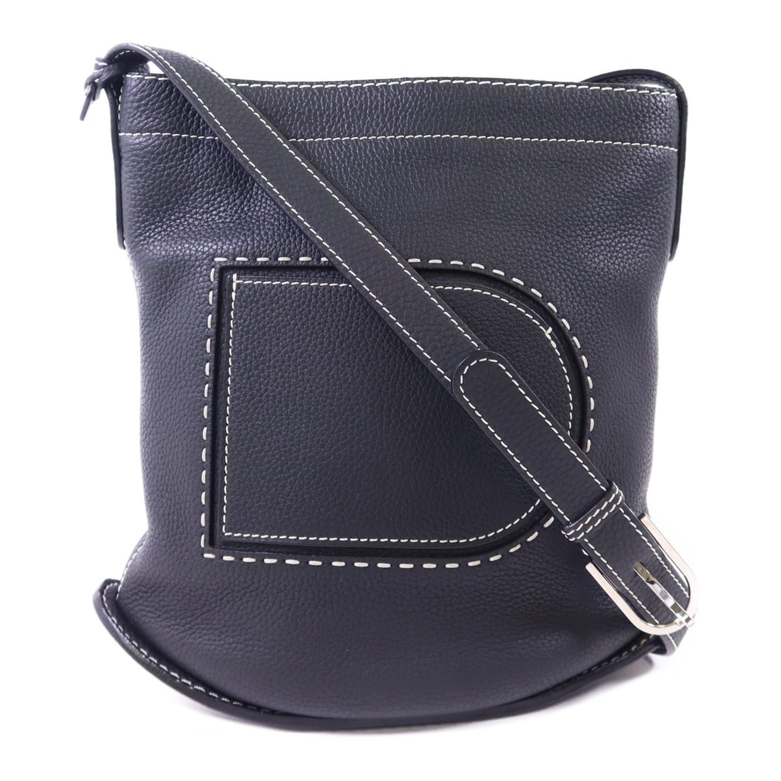Delvaux Pin Daily Black Calfskin Leather Shoulder Bag With Silver Hardware (1 of 15)